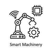 Smart Machinery vector outline icon design illustration. Manufacturing units symbol on White background EPS 10 File