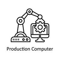 Production Computer vector outline icon design illustration. Manufacturing units symbol on White background EPS 10 File