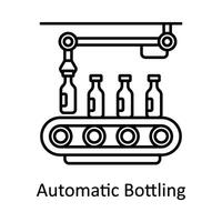 Automatic bottling vector outline icon design illustration. Manufacturing units symbol on White background EPS 10 File