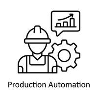 Production Automation vector outline icon design illustration. Manufacturing units symbol on White background EPS 10 File