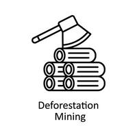 Deforestation Mining  vector outline icon design illustration. Manufacturing units symbol on White background EPS 10 File
