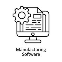 Manufacturing Software vector outline icon design illustration. Manufacturing units symbol on White background EPS 10 File