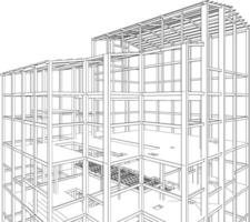 3D illustration of building structure vector