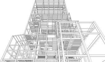 3D illustration of building structure vector