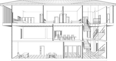 Ilustración 3D del proyecto de construcción vector