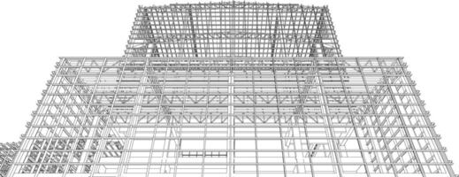 3D illustration of building structure vector