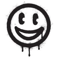 Spray Painted Graffiti smiling face emoticon isolated on white background. vector