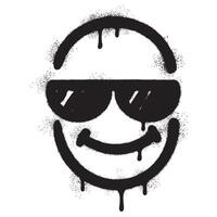 Graffiti emoticon Cool smiling Face with Sunglasses isolated with a white background. vector