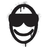 Graffiti emoticon Cool smiling Face with Sunglasses isolated with a white background. vector