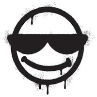 pintada emoticon frio sonriente cara con Gafas de sol aislado con un blanco antecedentes. vector