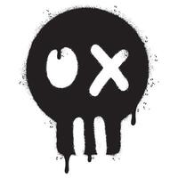 Spray Painted Graffiti skull icon Sprayed isolated with a white background. graffiti skull symbol with over spray in black over white. vector