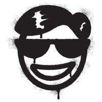 Graffiti emoticon Cool smiling Face with Sunglasses isolated with a white background. vector