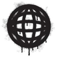 Spray Painted Graffiti World planet icon Sprayed isolated with a white background. graffiti globes of Earth with over spray in black over white. vector