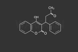 warfarina molecular esquelético químico fórmula vector