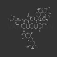 Vancomycin molecular skeletal chemical formula vector