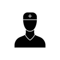 Nurse icon. Simple solid style. Medic, male, people, man, doctor, health, medical, hospital concept. Black silhouette, glyph symbol. Vector illustration isolated.