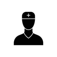 Nurse icon. Simple solid style. Medic, male, people, man, doctor, health, medical, hospital concept. Black silhouette, glyph symbol. Vector illustration isolated.