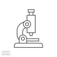 microscope icon. Simple outline style. Laboratory, scientific, research, scientist, science, medical, lab, education concept. Thin line symbol. Vector illustration isolated. Editable stroke.