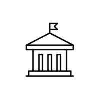 City hall building icon. Simple outline style. Municipal, hall town, embassy, council, government concept. Thin line symbol. Vector illustration isolated. Editable stroke.