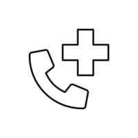 Emergency call icon. Simple outline style. Call doctor, phone, medical telephone, help, contact, talk, communication concept. Thin line symbol. Vector illustration isolated.