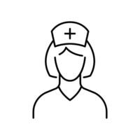 Nurse icon. Simple outline style. Medic, female, people, woman, girl, doctor, health, medical, hospital staff concept. Thin line symbol. Vector illustration isolated.