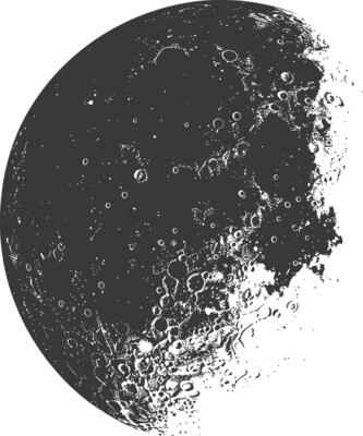 AI generated Silhouette First Quarter Moon black color only