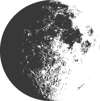 AI generated Silhouette First Quarter Moon black color only