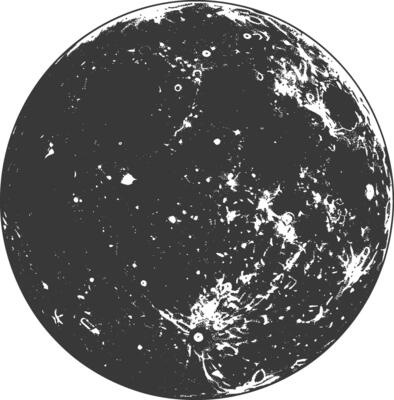 AI generated Silhouette Full Moon black color only
