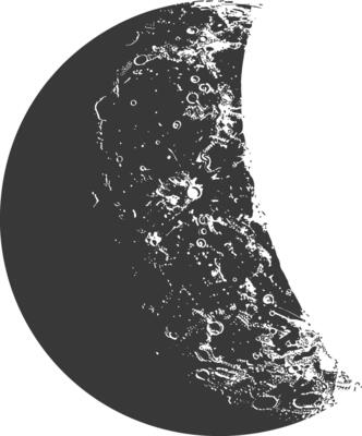AI generated Silhouette First Quarter Moon black color only