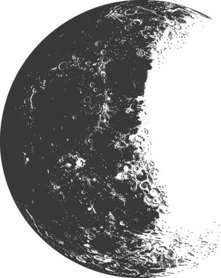 AI generated Silhouette First Quarter Moon black color only