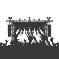 AI generated Silhouette hands raised at a music festival black color only vector