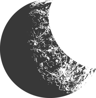AI generated Silhouette First Quarter Moon black color only