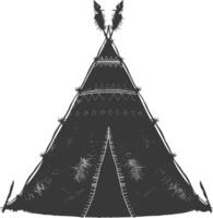 AI generated Silhouette Indian tribal tent black color only vector