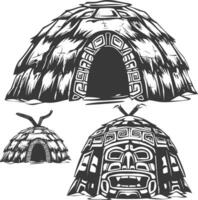 AI generated Silhouette igloo the Eskimo tribal House black color only vector
