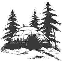 AI generated Silhouette igloo the Eskimo tribal House black color only vector