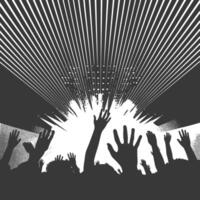 AI generated Silhouette hands raised at a music festival black color only vector