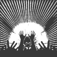 AI generated Silhouette hands raised at a music festival black color only vector