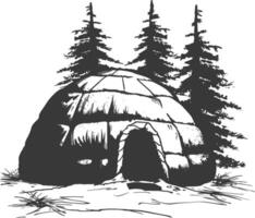 ai generado silueta iglú el esquimal tribal casa negro color solamente vector