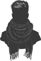 AI generated Silhouette man with snow scarf black color only vector