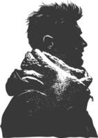 AI generated Silhouette man with snow scarf black color only vector