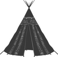 AI generated Silhouette Indian tribal tent black color only vector