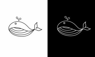 graphic vector illustration of template logo design whale symbol in line art style