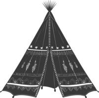 AI generated Silhouette Indian tribal tent black color only vector