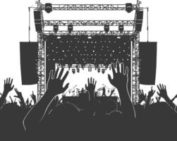 AI generated Silhouette hands raised at a music festival black color only vector