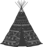 AI generated Silhouette Indian tribal tent black color only vector