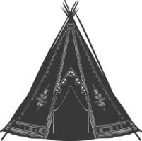 AI generated Silhouette Indian tribal tent black color only vector