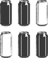 AI generated Silhouette blank Drink can canned drink black color only vector