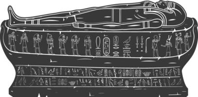 AI generated Silhouette ancient egypt sarcophagus black color only vector