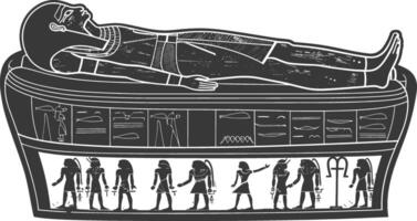 AI generated Silhouette ancient egypt sarcophagus black color only vector