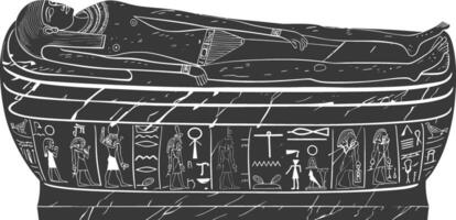 AI generated Silhouette ancient egypt sarcophagus black color only vector